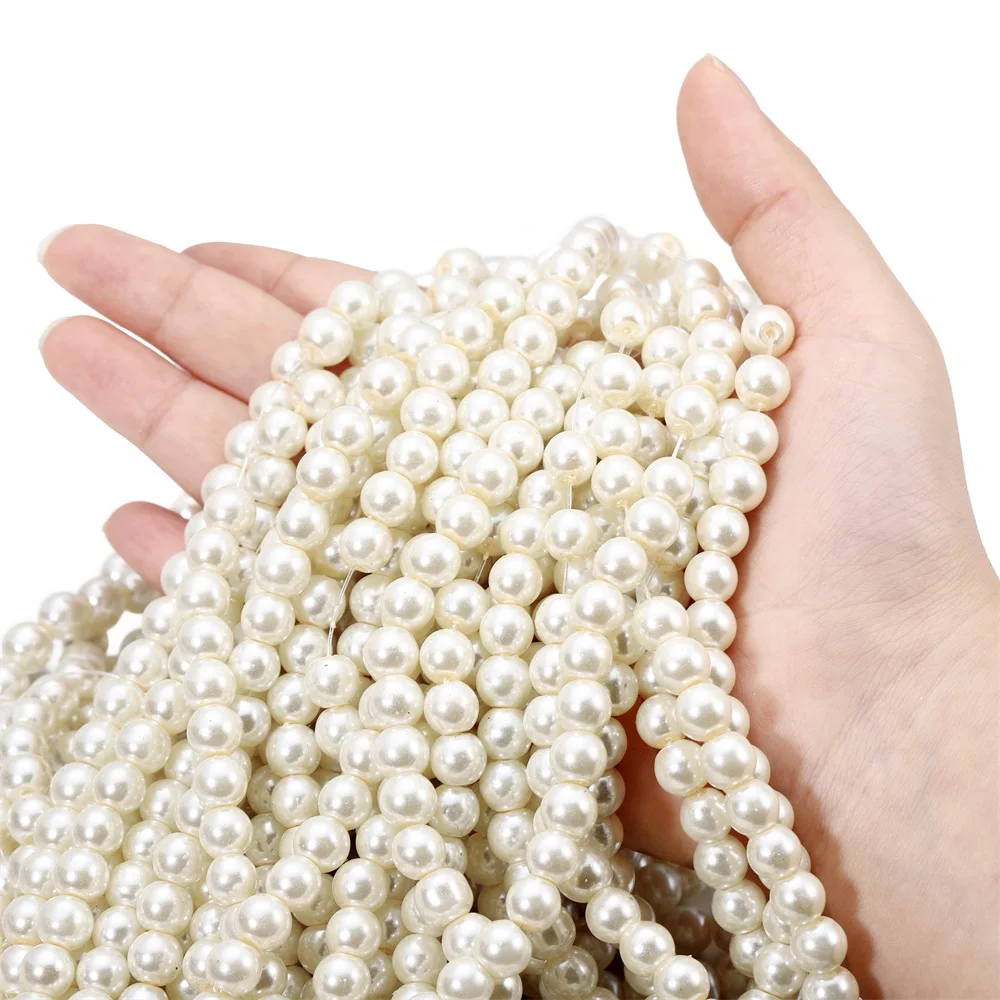 100Pcs 4/6/8mm Imitation Pearls Glass Bead Round Loose Spacer Bead for DIY Jewelry Bracelet Necklace Making Accessories
