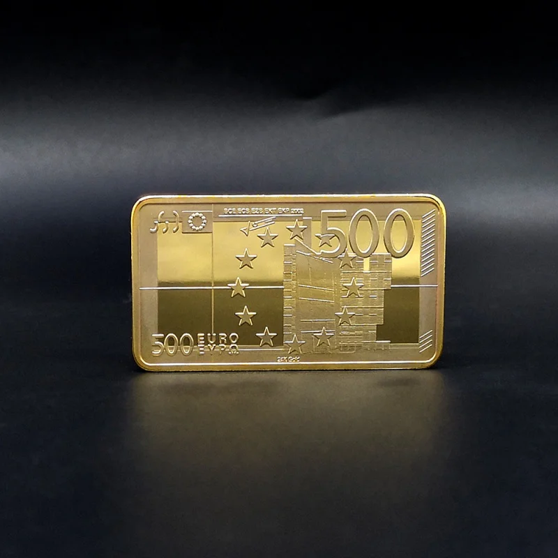 جميل جدا 500 اليورو الذهب البنكنوت بار 24k 999.9 معدن مطلي بالذهب القضبان هدايا تذكارية