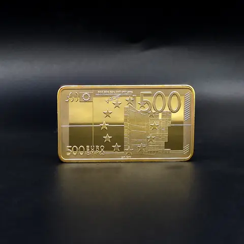 Very Beautiful 500 Euro Gold Banknote Bar 24k 999.9 Gold Plated Metal Bars Souvenir Gifts