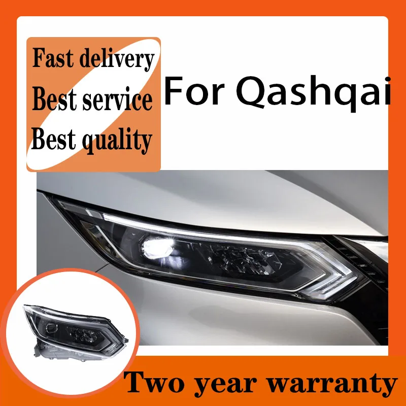 For  Nissan Qashqai 2019 2020 Head Lamp Car Accessory Fog Lights Day Running Light DRL H7 LED Bi Xenon Bulb Dualis Headlights