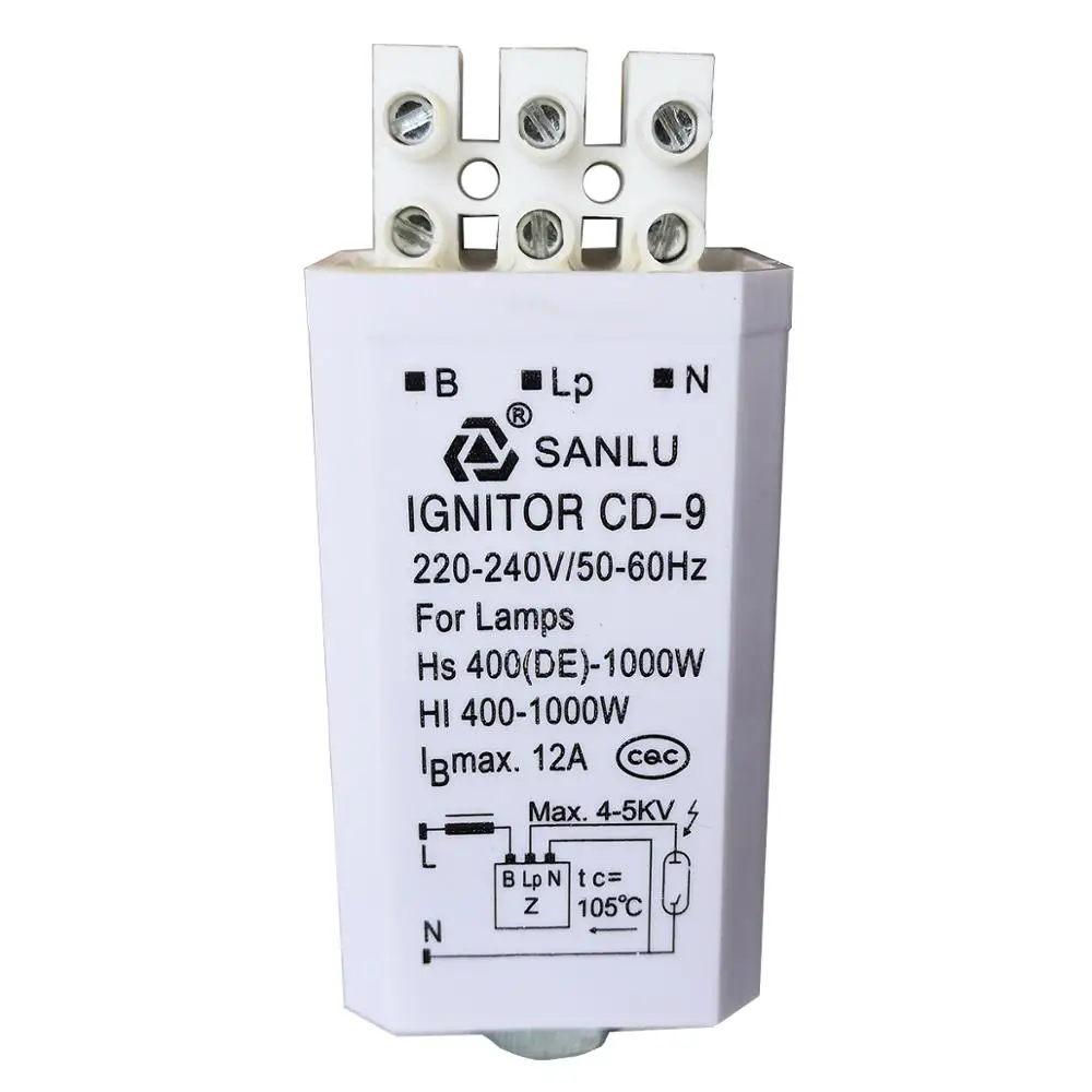 

Sanlu CD-9 Ignitor Electronic Triggers for Stage Lights Hs 400(DE)-1000W HQI HPS/MH 220-240V/50-60Hz Three-Wire