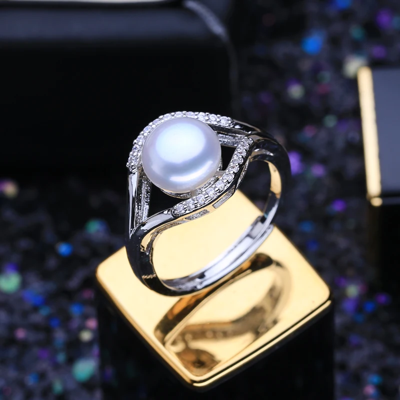 FENASY Natural Freshwater Pearl Rings For Women New Fashion Gift Party 925 Sterling Silver Adjustable Ring Wholesale