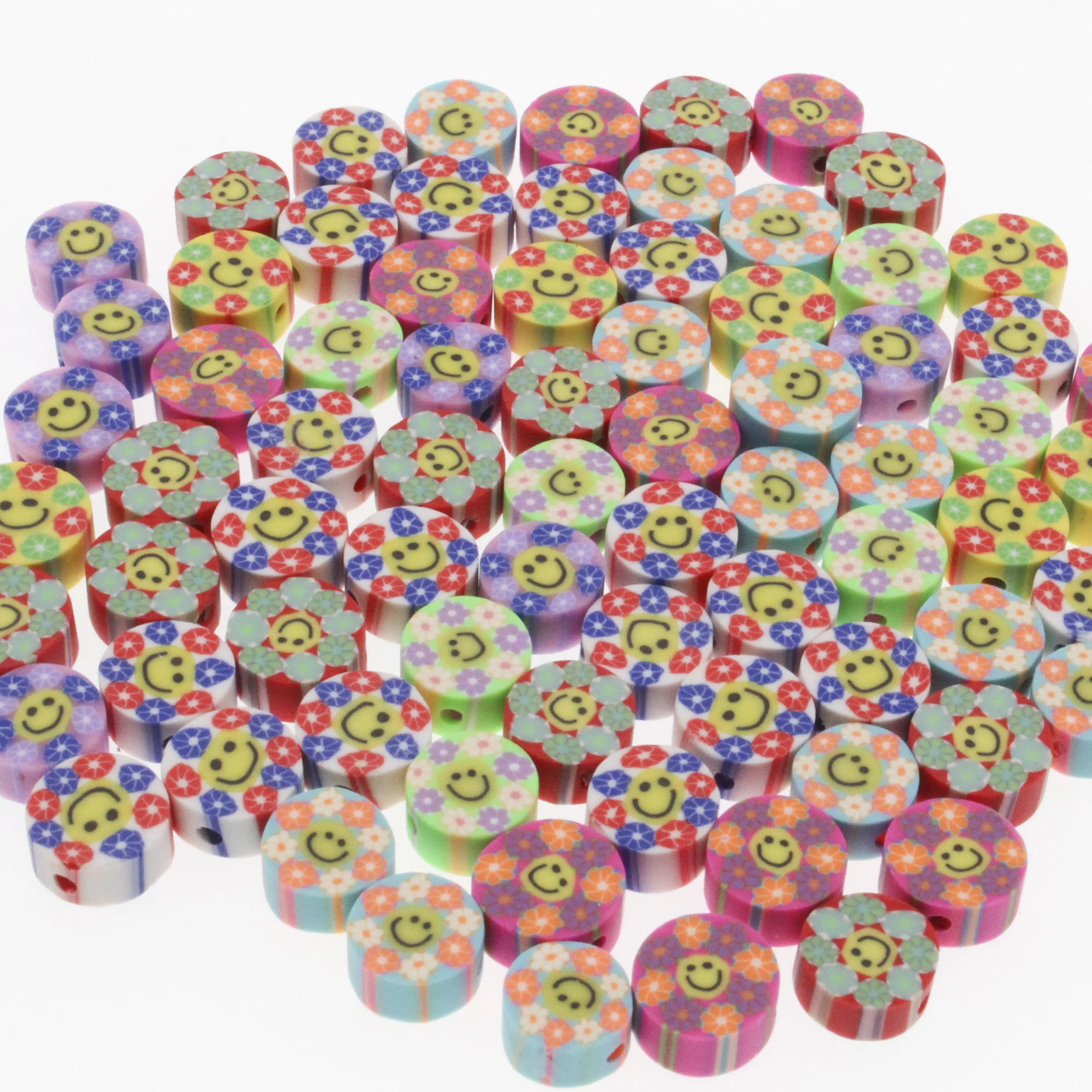 Бусины из глины, круглые бусины из полимерной глины с изображением цветов, аксессуары ручной работы 10 мм, 30/50/100 шт.