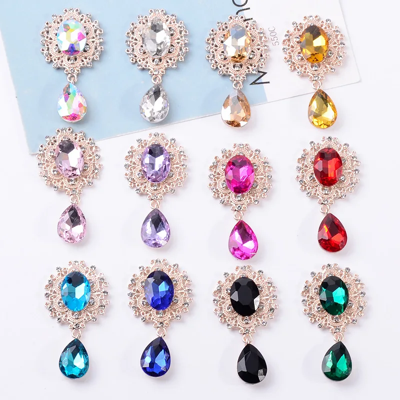 alloy jewelry hair accessories materials 10pcs Fashion DIY jewelry accessories flower disc drill buckle Water Drop Pendant