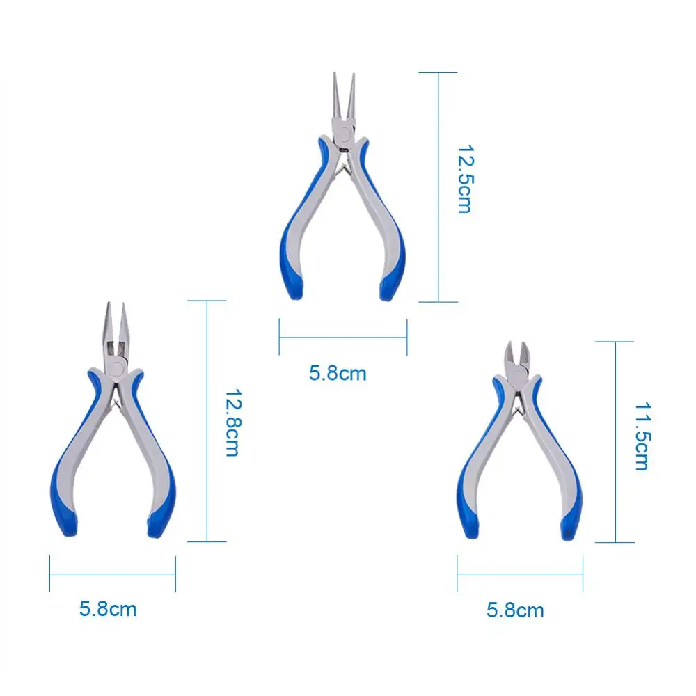 Pandahall Plier Sets For DIY Jewelry Making Tool Round Nose Side Cutting Pliers and Wire Cutters Blue 110~125x70mm Drop Shipping