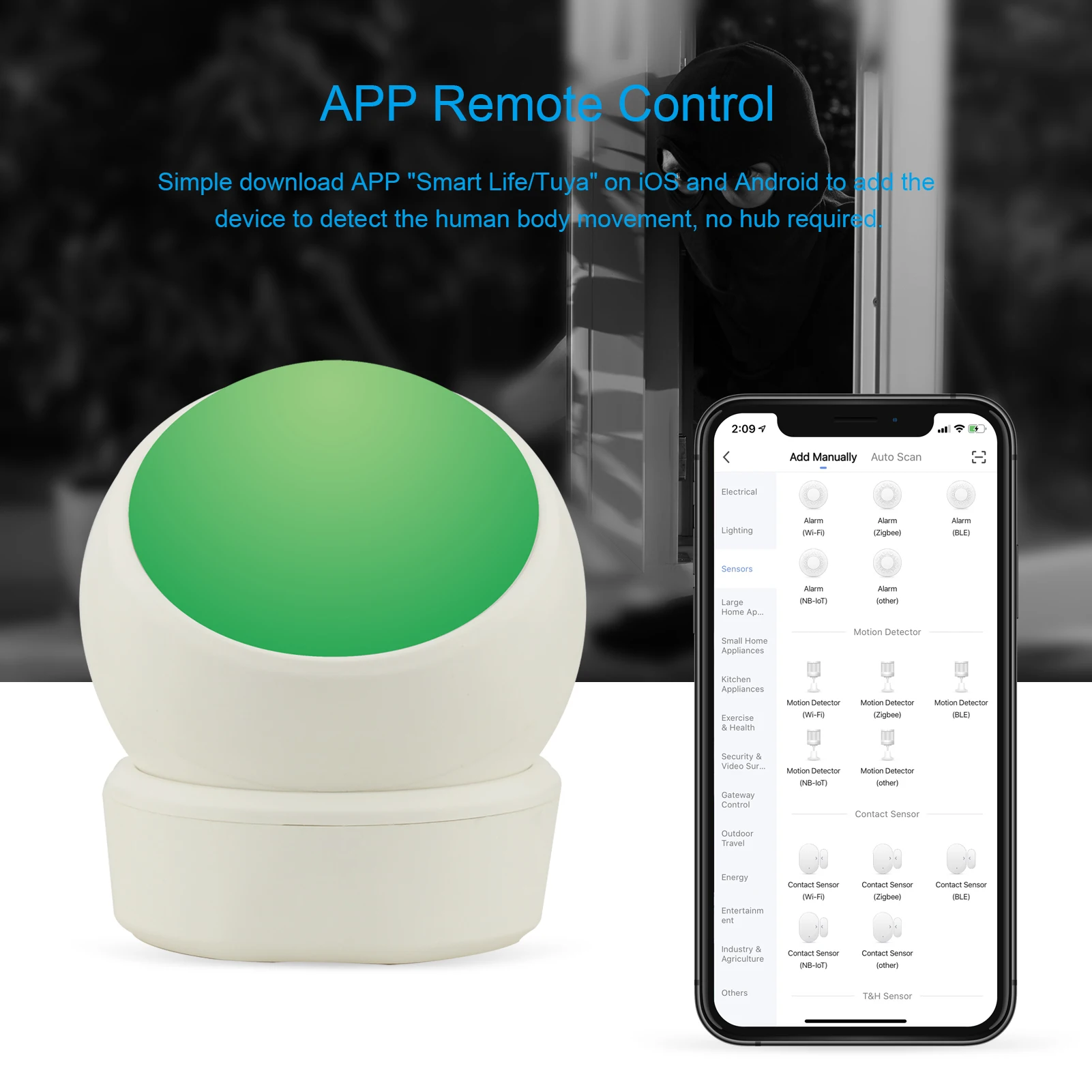 Wolf Guard HW-W09 Wifi Pir Bewegingsmelder Tuya App Alexa Human Infrarood Sensoren