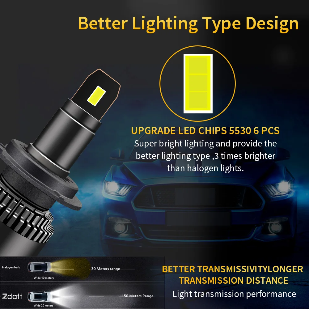 h7 Led أضواء لسيارة H8 H4 H11 H1 Led المصباح لمبة Canbus 9005 HB3 HB4 الضباب مصباح رئيس ضوء 100 واط 6000 كيلو توربو السيارات h7led 2 قطعة #3