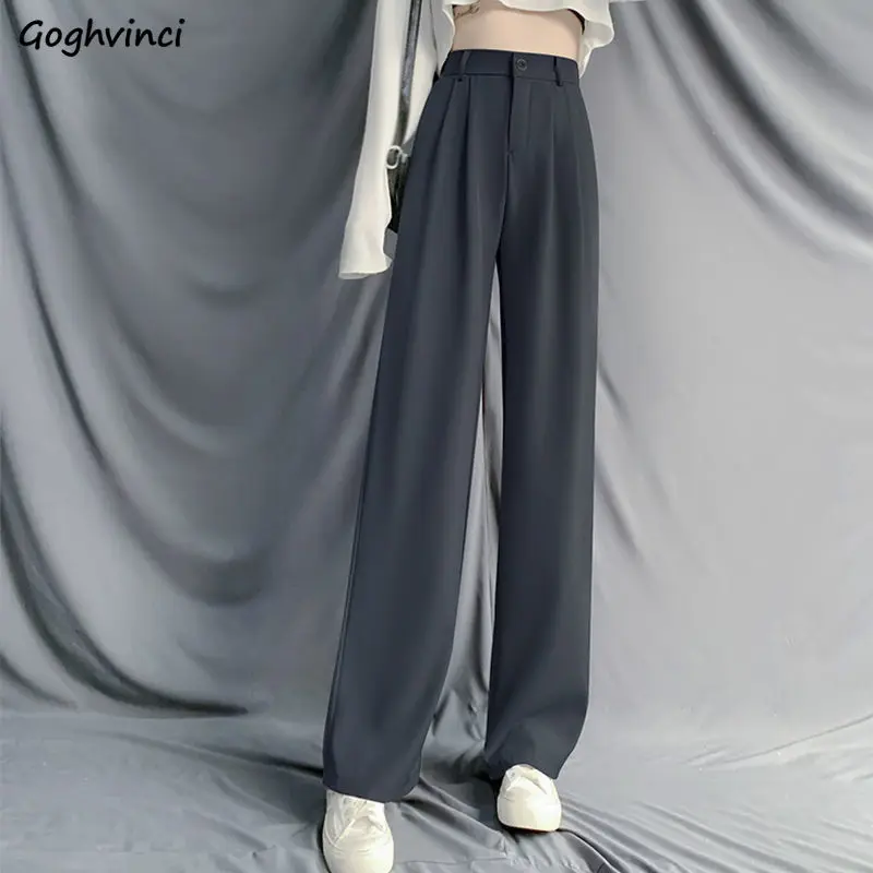 

Casual Pants Women Fashion Solid Chic Simple All-match Ulzzang Pleated Draped Elegant Loose Leisure S-4XL High Waist Steetwear