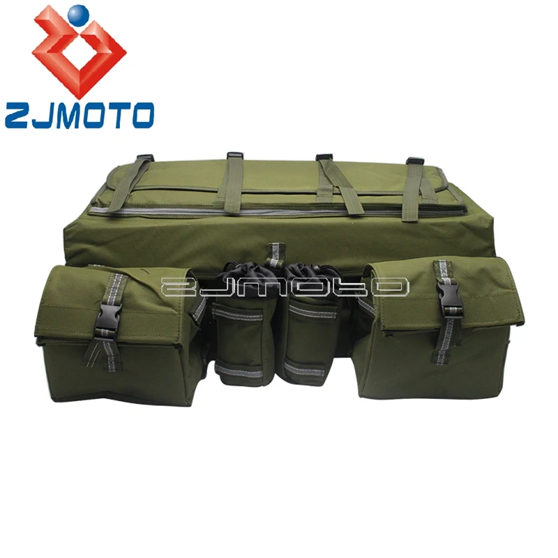 1 Set ATV Rear Luggage Storage Bag Army Green Shelf Bag Mountain Bike Snowmobile Bag Luggage Back Waterproof Outdoor Carrier Bag