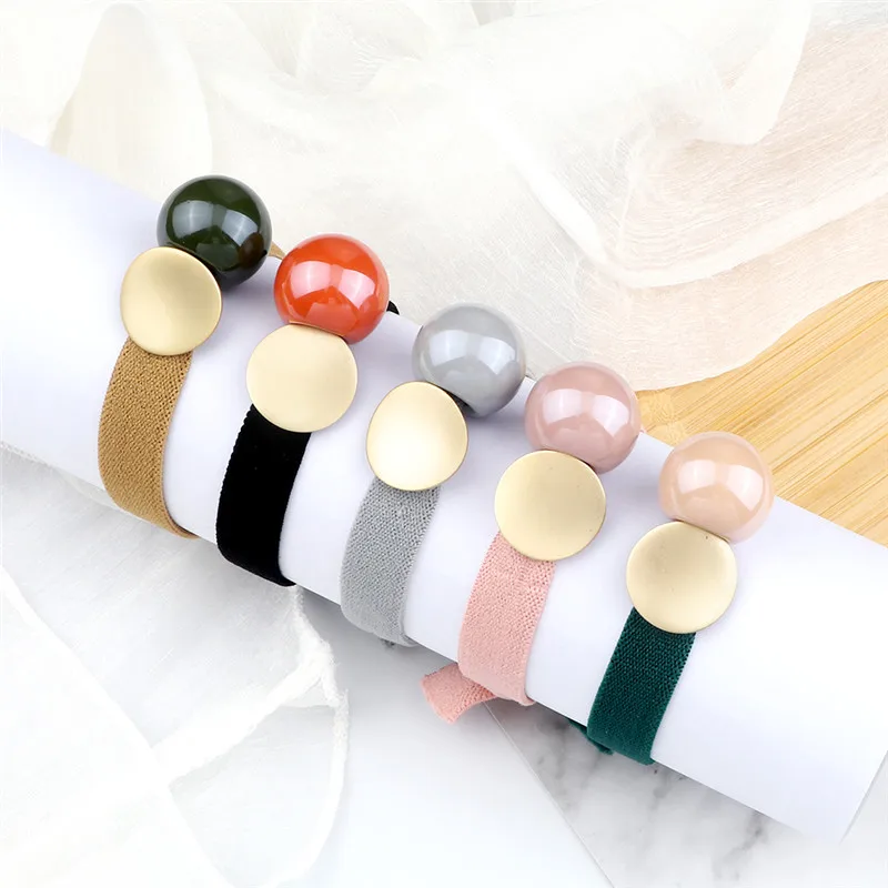 Korean Crystal Beads Headband Women Girls Hair Bands Fashion Elastic Scrunchies Hair Accessories Headwear Ponytail Holder Gifts