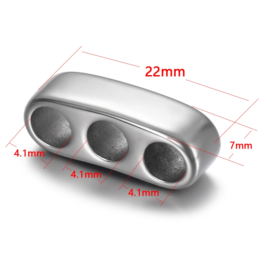 Stainless Steel Three Hole Positioning Beads Fit 4mm Leather Bracelet Slide Charm Jewelry Making DIY Accessories Silder