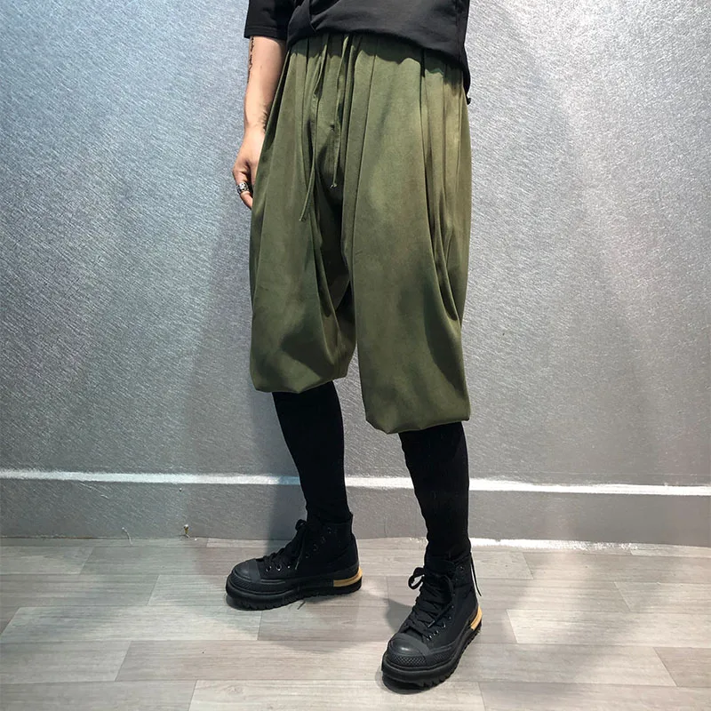 Pantalones harén de baile elásticos para hombre, pantalón original de color sólido, bombacho de hip-hop, moda de tendencia nacional