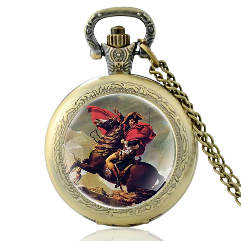 Clássico napoléon bonaparte napoleon relógio de bolso de quartzo do vintage pingente relógio de pulso masculino feminino cúpula de vidro colar melhores presentes