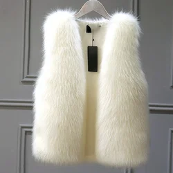 2021 New Winter Female Fox Fur Vest Coat Winter Warm White Black Gray Fur Vest Jacket Large Size XL Sleeveless Coat Womens Vest