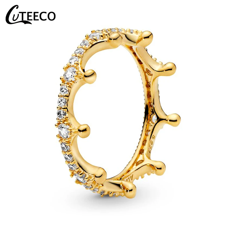 CUTEECO Fashion Magic Crown Zircon Rings for Women 2019 New Wedding Ring Engagement Luxurious Jewelry Valentine\'s Day Gift