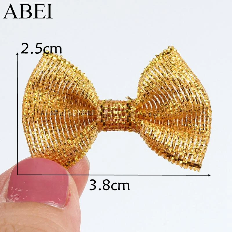 50pcs Mix Colors Glitter Bows DIY Ribbon Bow Handmade Flower Material Crafts Projects Accessories