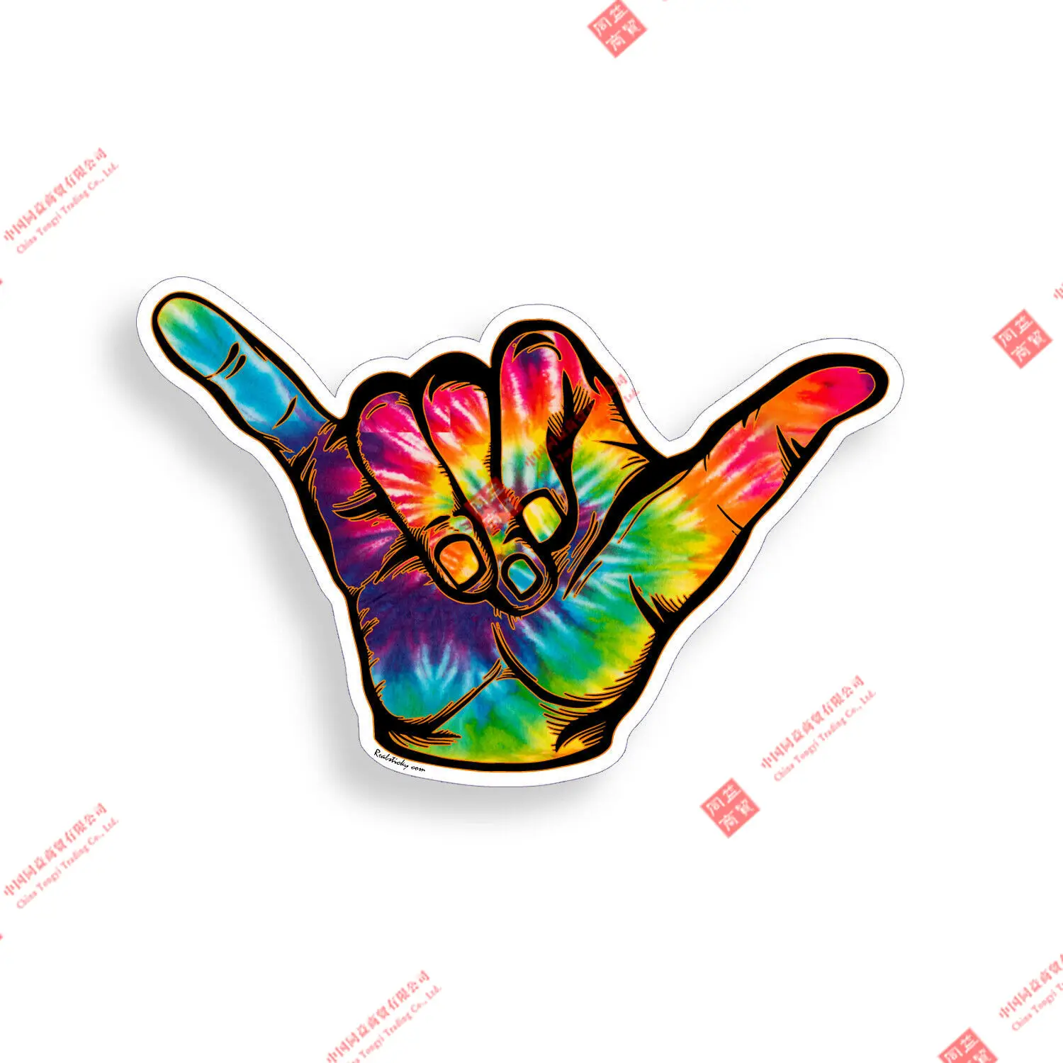 Interesting Car Tie Dye Hang Loose Sticker Beach Surf Cup Hippie Car Vehicle Window Bumper Decal Racing Stickers