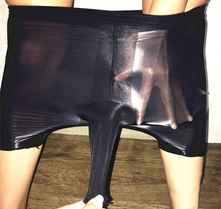 Sexy Male Glossy Shiny Transparent Stretch Panties Men Gay Boxer Penis Sheath Sissy Fetish Lingerie Erotic Underwear Plus Size