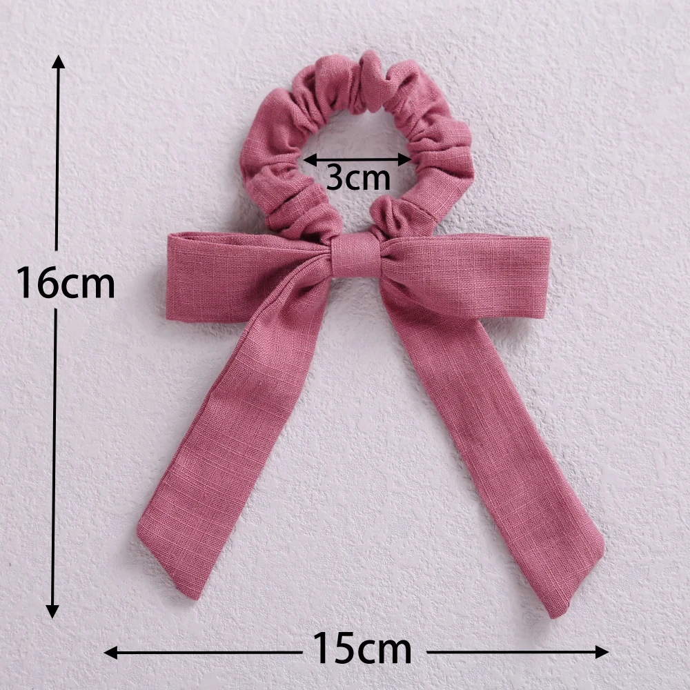 Girls Hair Accessories Big Bows Toddler Ponytail Holder Cotton Linen Children Elastic Scrunchy Fashion Hair Rubber Bands