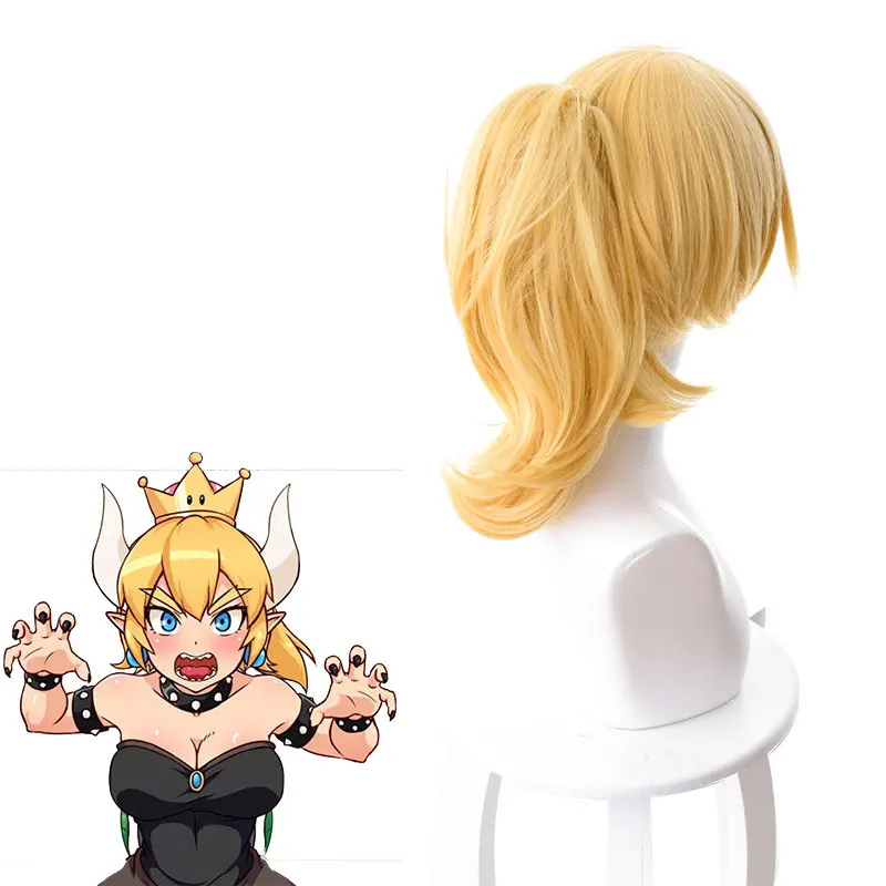 Booette King Boo Cosplay Wig Long Sliver Purple Wigs Mario Bowsette Blonde Heat Resistant Synthetic Hair Cosplay Wigs + Wig Cap