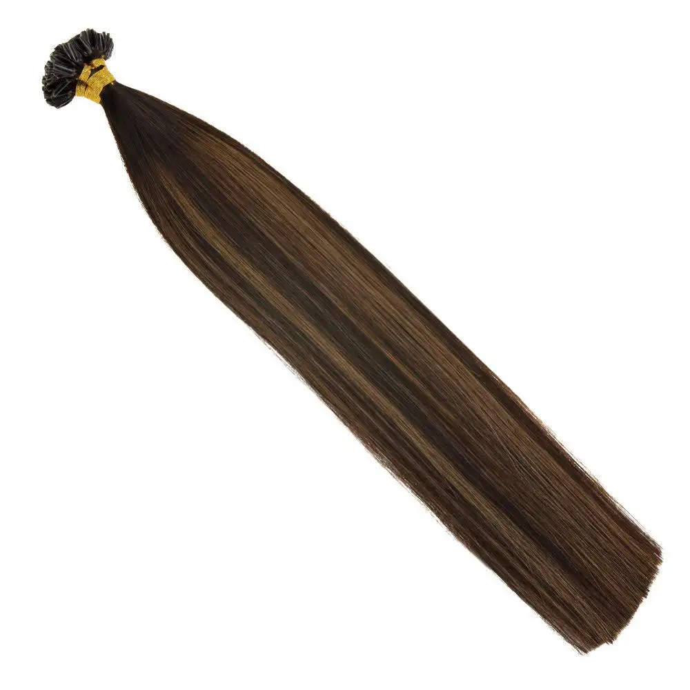 VeSunny Pre Bonded Keratin U tip Hair Extensions 100% Real Human Hair 1gr/strand 50gr per set 14-24 inches #2/2/6