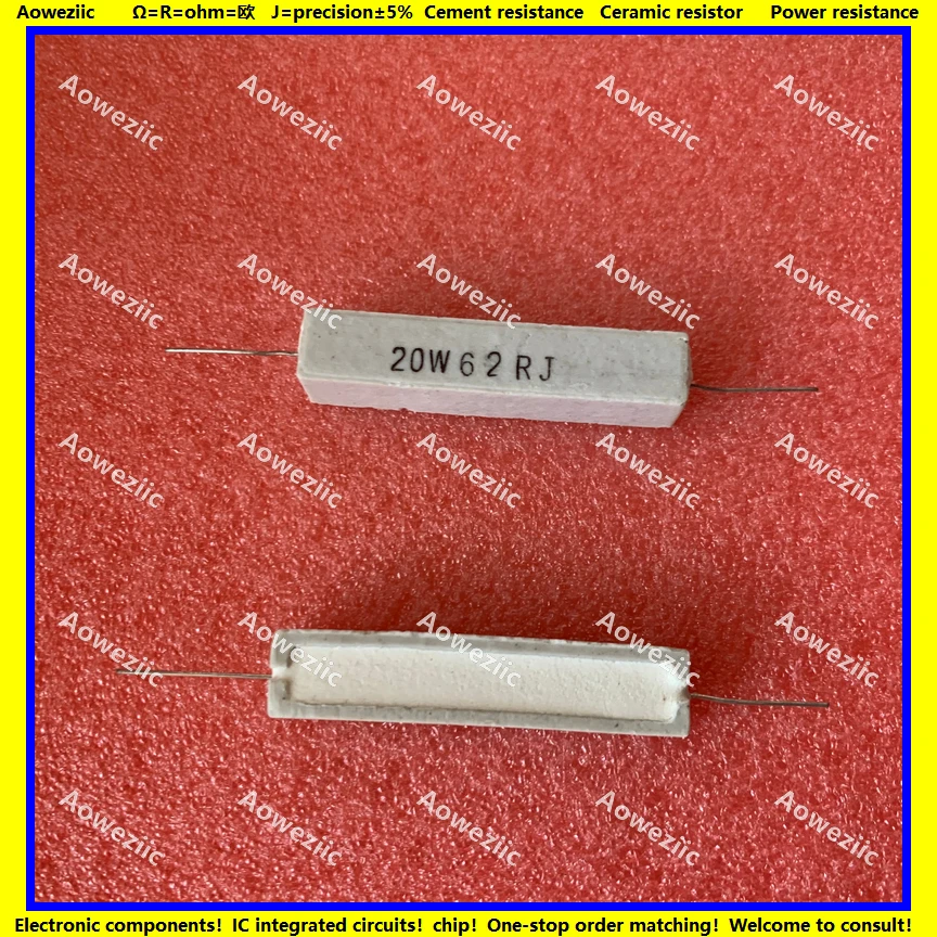 10Pcs RX27 Horizontal cement resistor 20W 62 ohm 20W 62R 62RJ 20W62RJ 62ohm Ceramic Resistance precision 5% Power resistance