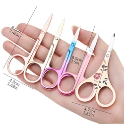 Stainless Steel Nose Hair Scissors Beard Eyebrow Facial Hairs False Eyelashes Trimmer Scissors Sharp Edge Blades Removal Tools