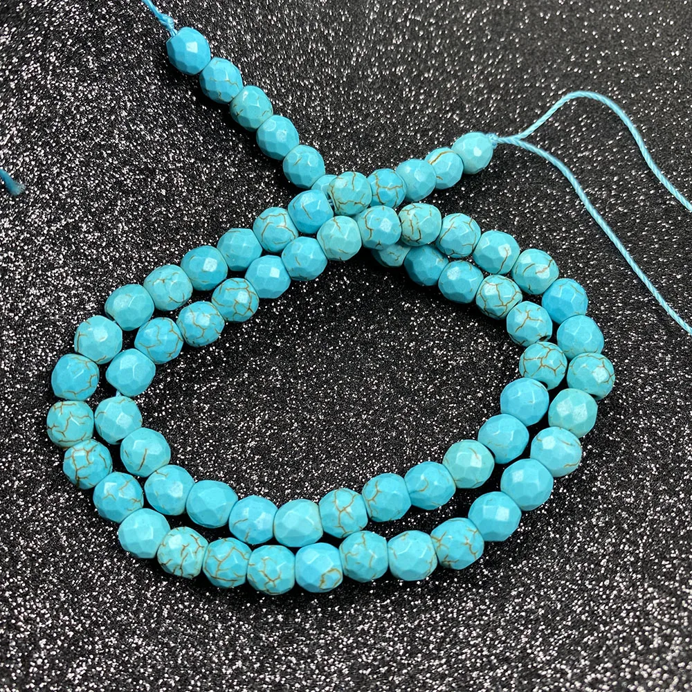 Stone Beads blue Turquoises Round shape Loose isolation Beads Semi-Finished For jewelry making DIY necklace bracelet accessories