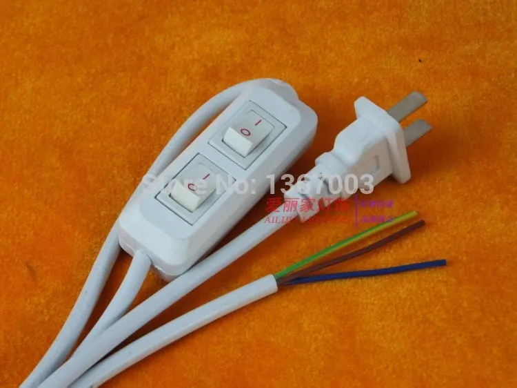 2pcs US Plug Light Switching White Black Color, Two switch on line Cable 1.8m On Off Power Cord For LED Lamp