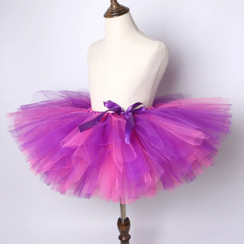 Pink & Purple Girls Tutu Skirt Handmade Fluffy Tulle Children Skirts Girls Kids Party Dance Ballet Pettiskirt Birthday Baby Tutu