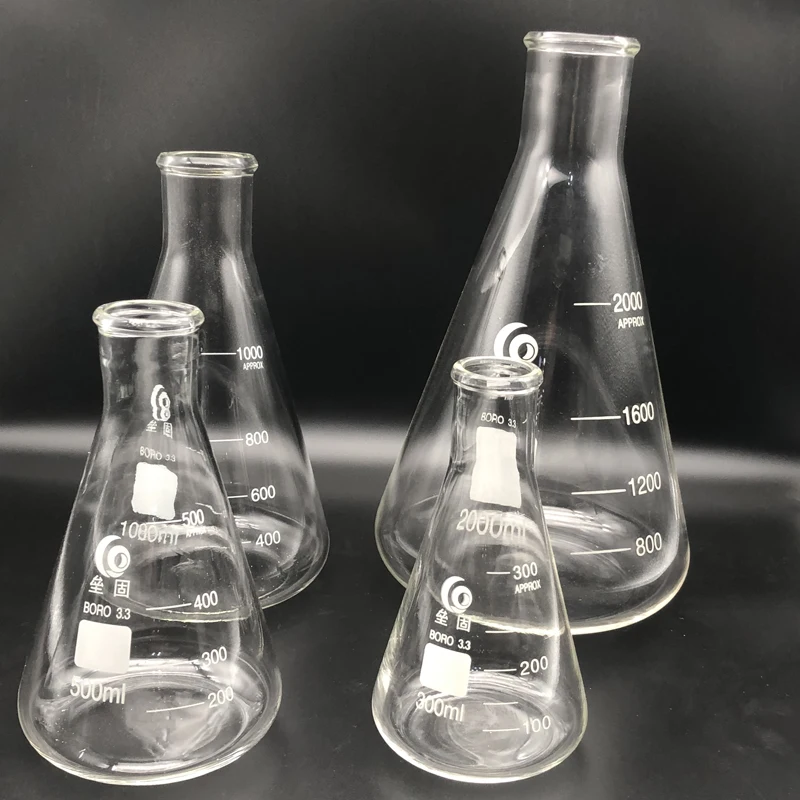 Thicken Glass Erlenmeyer Flask Laboratory Conical Flask  Borosilicate 3.3 High Temperature Resistance Measuring Glass