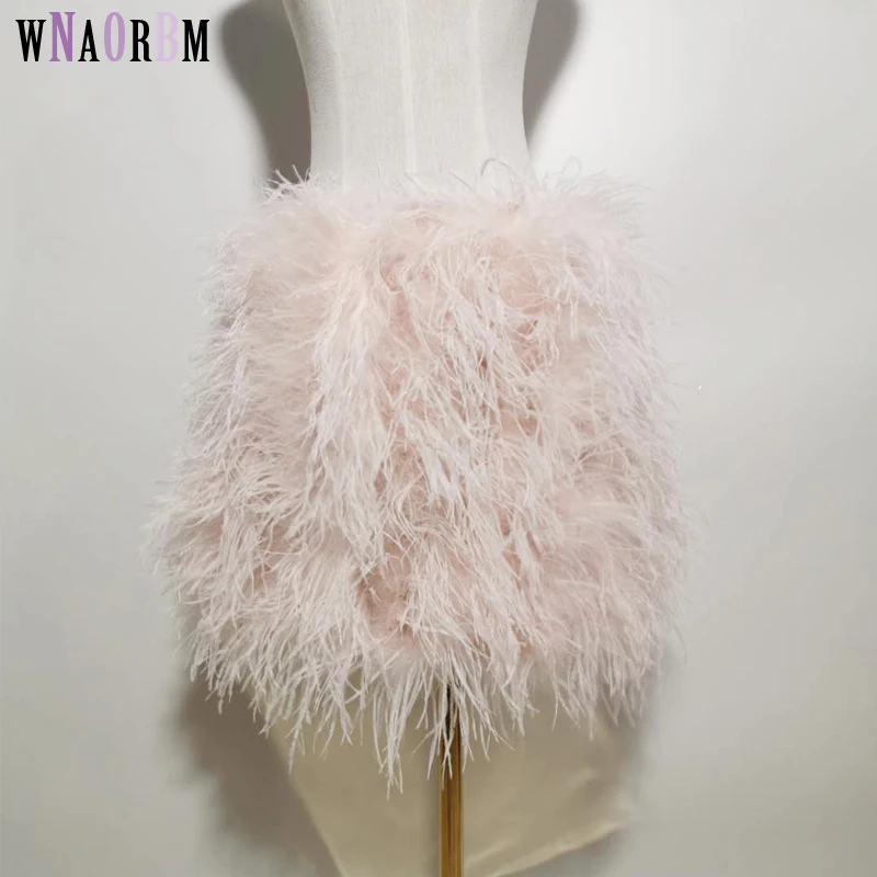 New style 100% natural ostrich hair Short skirt bra underwear women's fur coat real ostrich fur coat fur mini skirt Customizable