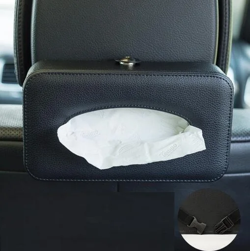 Car Sun Visor Seat Back Leather Armrest Tissue Box Cover Paper Car Home Napkin Holder Case