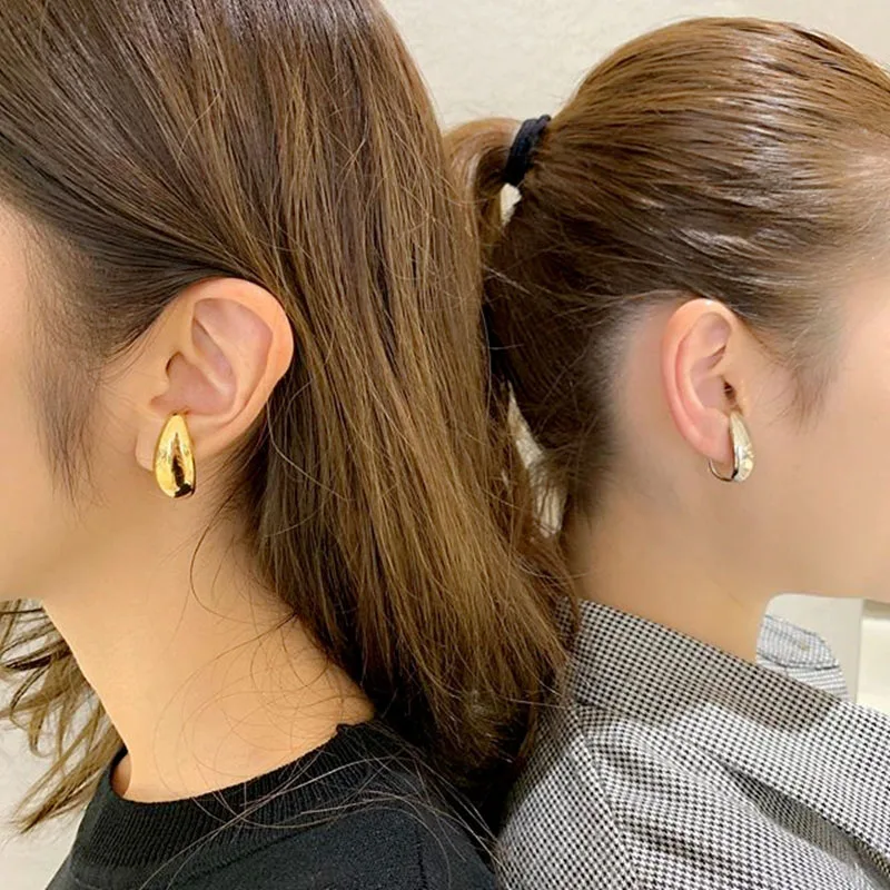 Kshmir Euramerican ear clip no ear hole female simple metal water drop retro exaggerated female painless clip type earrings