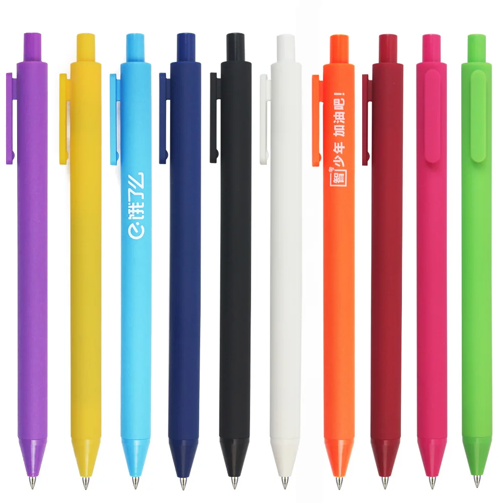 

500pcs Per Set Candy-Colored Plastic Simple Color Gel Pen Custom Logo Click Pen Promotional Signature Pen Office Stationery