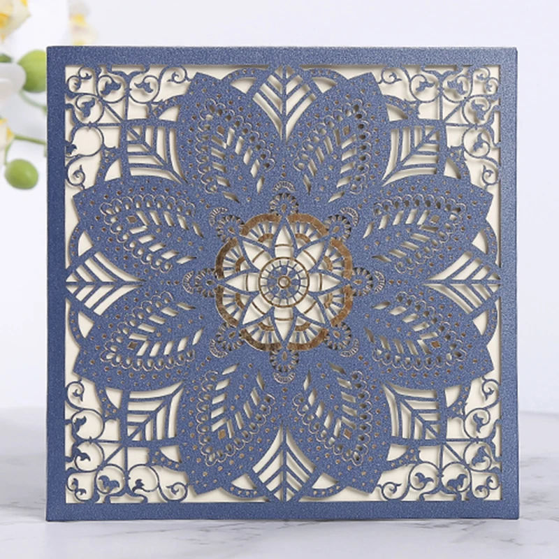 

50pcs Elegant Laser Cut Wedding Invitation Cards Luxury Flora Business Cards Birthday Greeting Cards Personalized Party Supplies