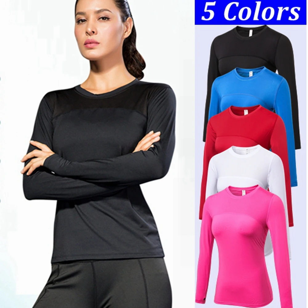 Summer Women Running Tops T-shirt Slimming Gym Compression Tights Sport Top Fitness Long Sleeve Yoga Shirts Plus Size