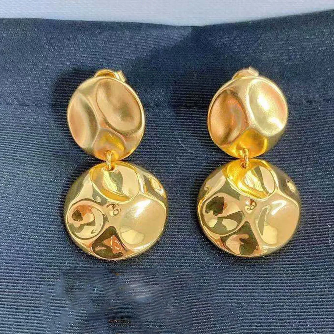 Meteorolite disc drop earrings for women gold round dangling earring luxury brand dupl streetwear exaggated jewelry 2021