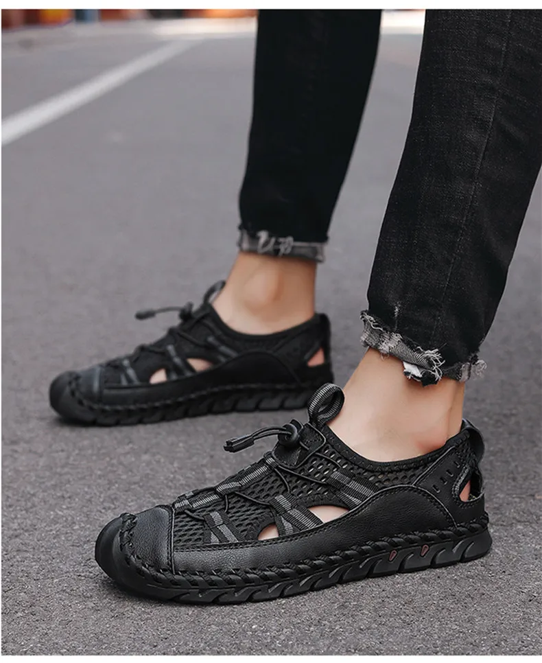 Heißer Verkauf Sommer männer Sandalen Im Freien Nicht-slip männer Strand Sandalen Handarbeit Aus Echtem Leder männer Schuhe mode Männer Turnschuhe – Detail 18