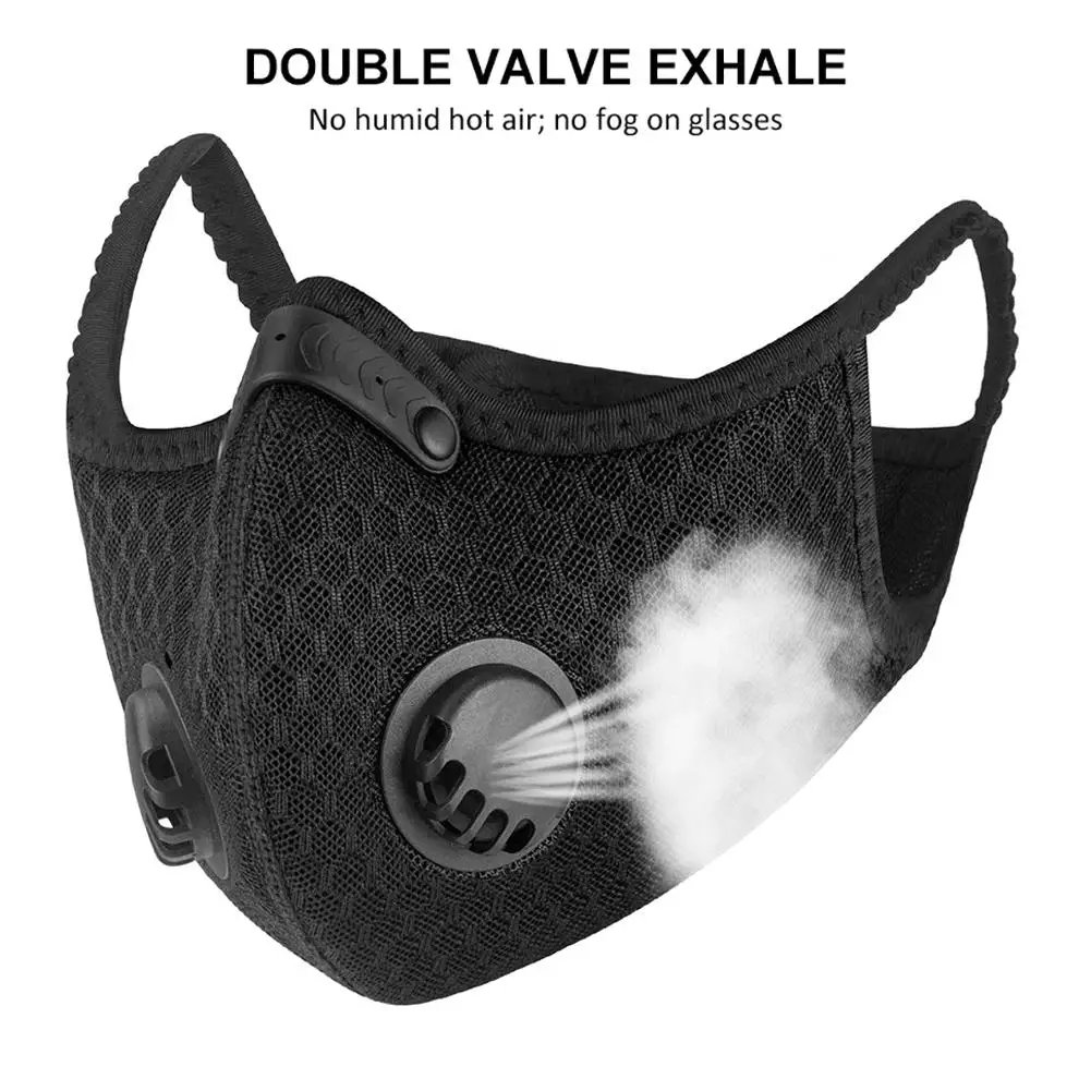 

Dust Protection Mask Breathable Double Valve Activated Carbon Dust Mask For Bicycle Mask Anti-pollution Washable Reusable