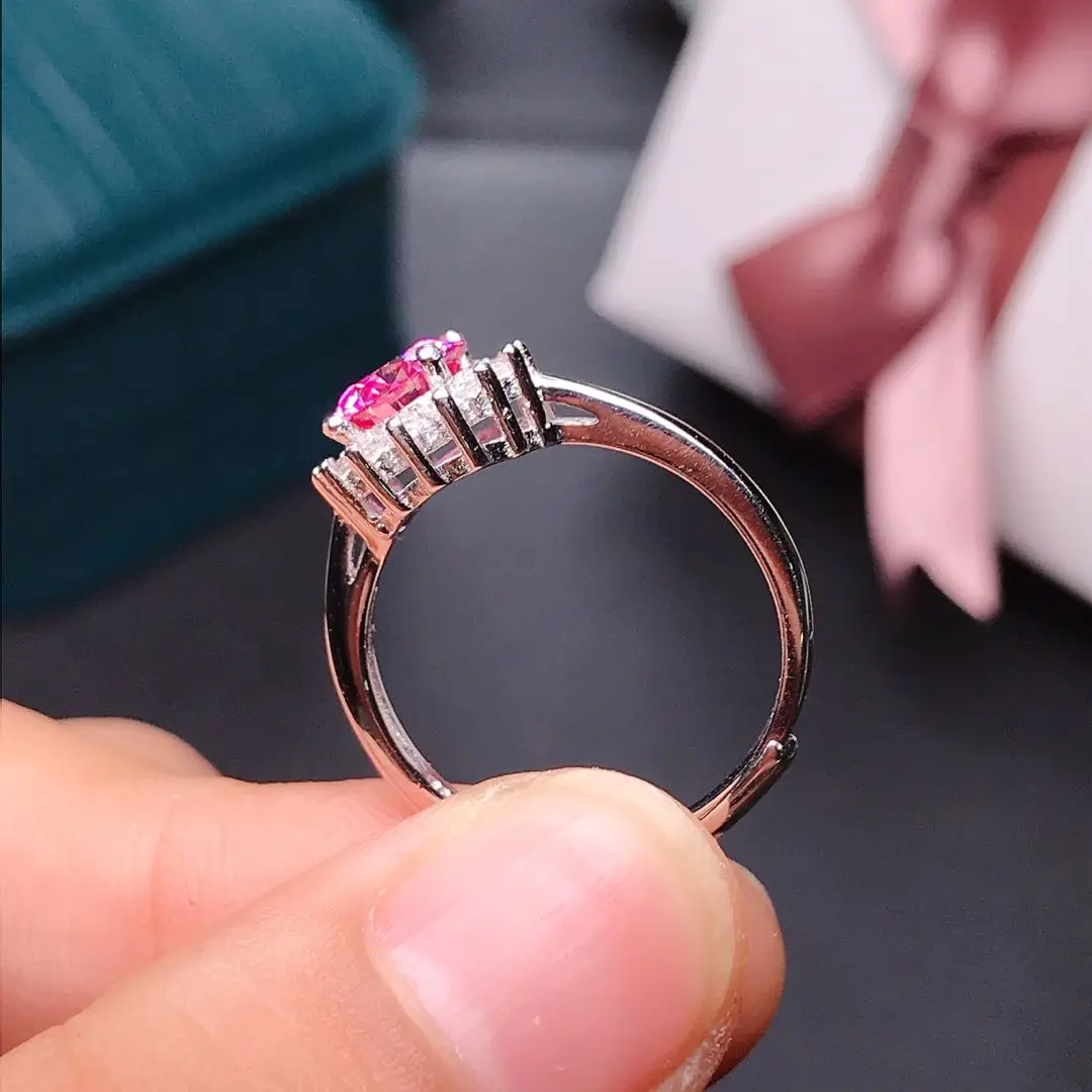 New Crackling Pink Moissanite Ring for Women Jewelry Engagement Ring for Wedding Real 925 Silver Party Gift 1 Carat Lab Diamond