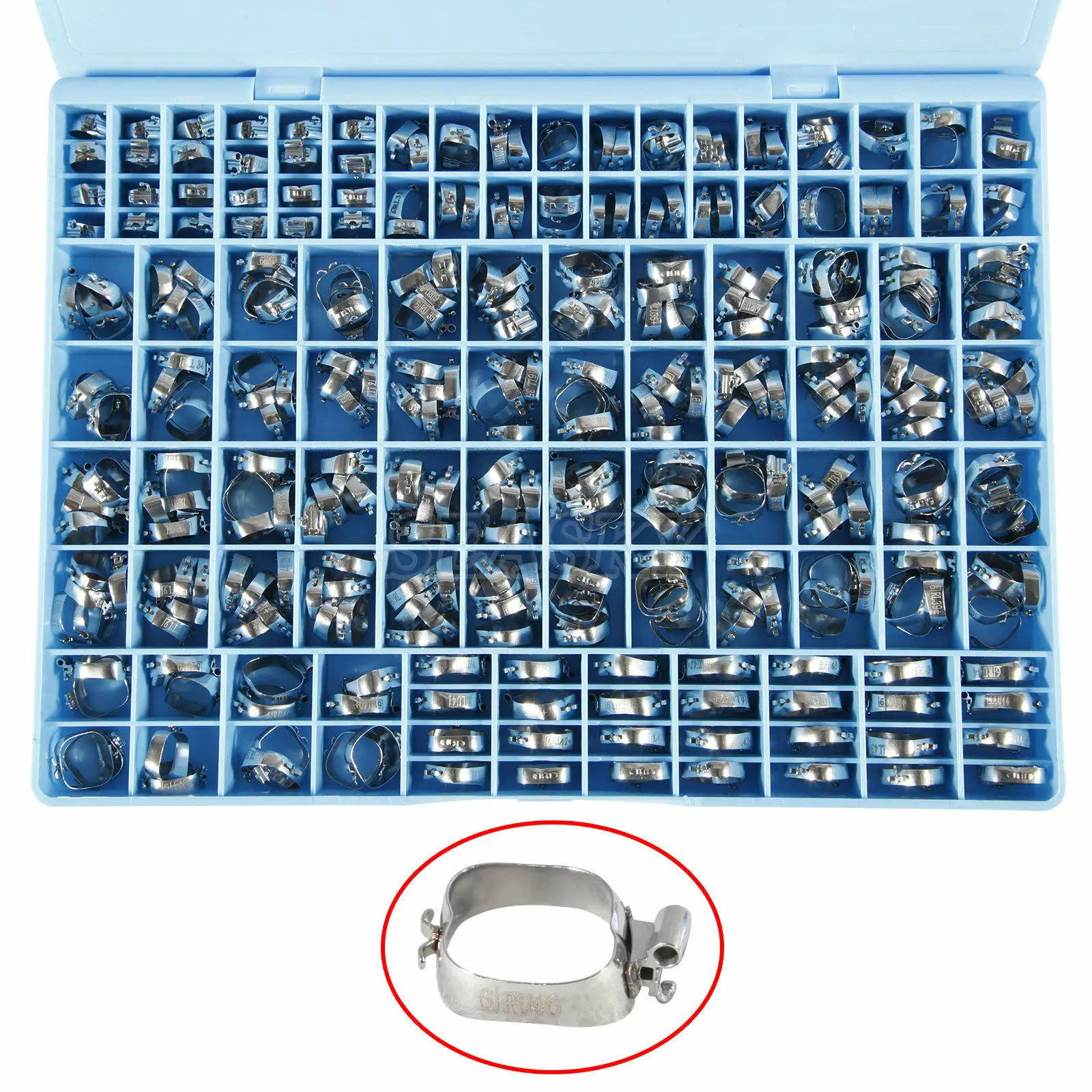 

320Pcs/85 Sets Dental Orthodontic Stainless Steel Band Double 1st Molar M Series Convertible Buccal Tube Small Cleat 0.022 M MBT