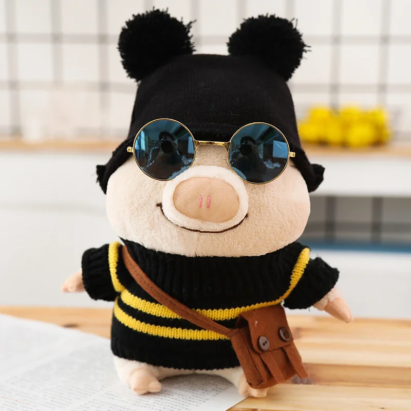 30cm White Lalafanfan Duck Pig In Glasses With Clothes Outfit Lalafanfan Toy Soft Stuffed Kawaii Plush Lalafanfan Doll Kids Gift