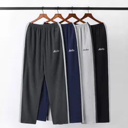 Male pajamas summer cotton long pants Japanese style simple elastic waist casual big yards 5XL pure color men home sleep bottoms