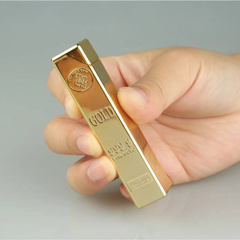 Metal Gold Bar Torch Lighter Free Fire Butane Gas Smoke Pipe Lighter Inflated Cigarette Gasoline Oil Lighter Gadget For Man