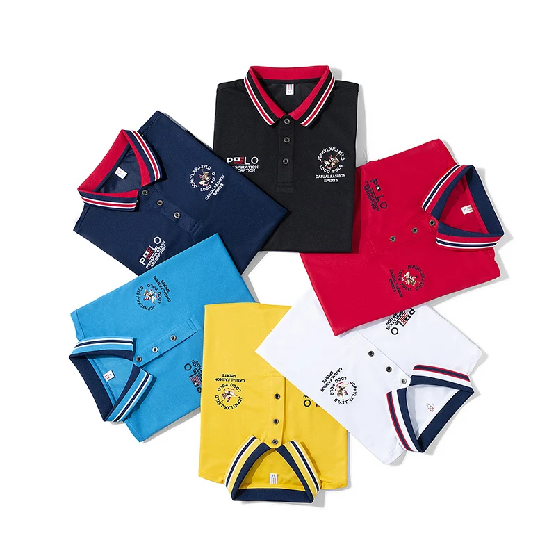 Polo de fibra sintética para hombre, camiseta de manga corta bordada, informal de negocios, talla M-4XL, novedad de verano, 832