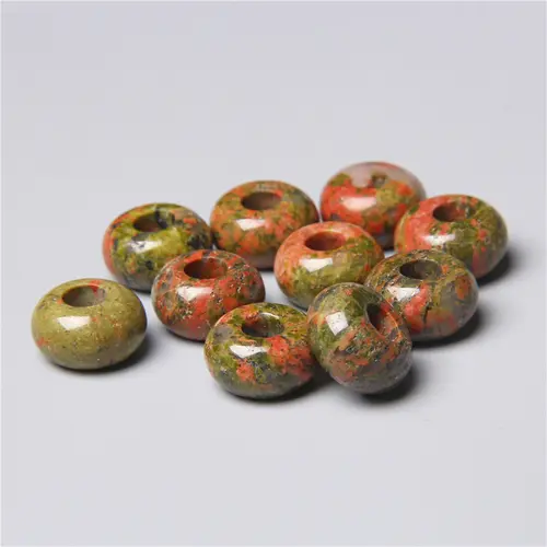10pcs/Lot 8x14mm 5mm Big Hole Natural Round Jades Jaspe Stone Crystal Spacer Beads Charm Pendant For Jewelry Making Accessories - Image 45