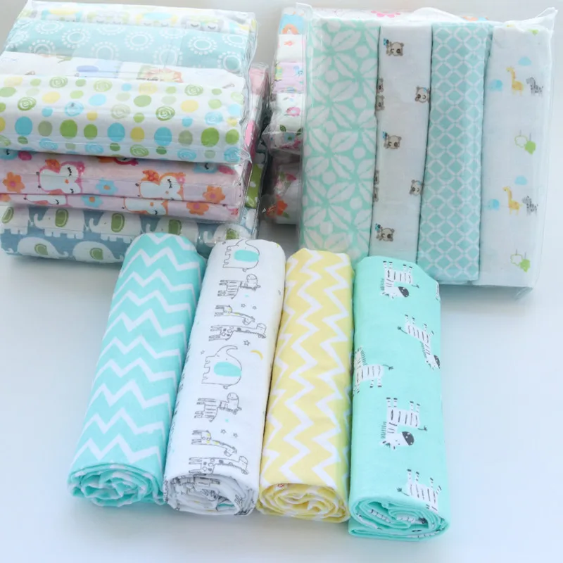 4Pcs/Lot 100% Cotton Flannel Receiving Baby Blanket Soft Muslin Diapers Newborn Swaddle Blanket 76*76CM Baby Blankets Newborn