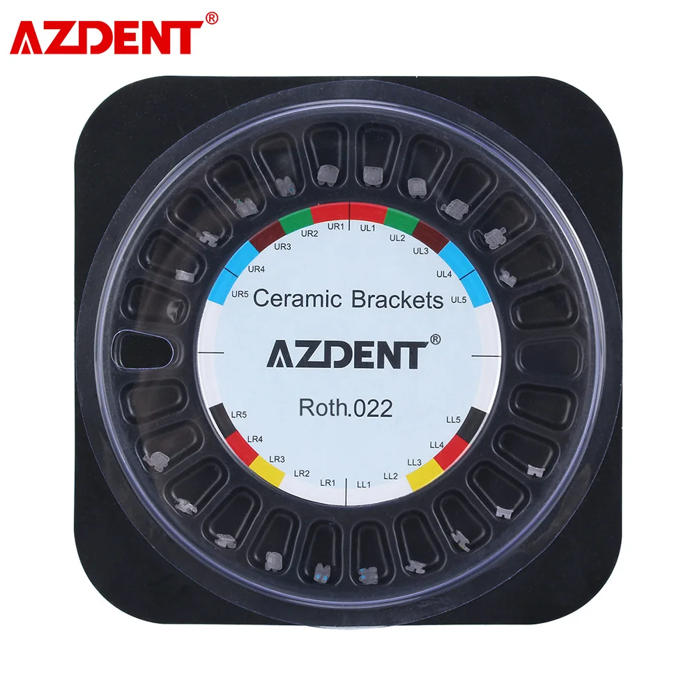 

AZDENT Dental Orthodontic Brace Ceramic Brackets Roth/MBT 0.022 Hooks 345 Mesh Base Orthodontic Brackets 20pcs/Box