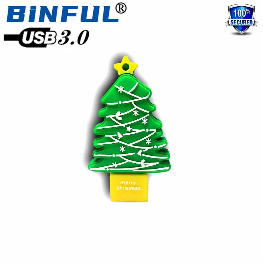 BINFUL-unidad flash USB 3,0 auténtica para árbol de Navidad, pendrive usb de dibujos animados, 8G, 16G, 32G, 64G, 128G, 256GB